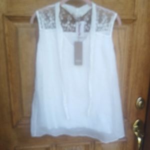 CARLA CONTI SLEEVELESS SILK CHIFFON CAMISOLE NWT WHITE SIZE MEDIUM